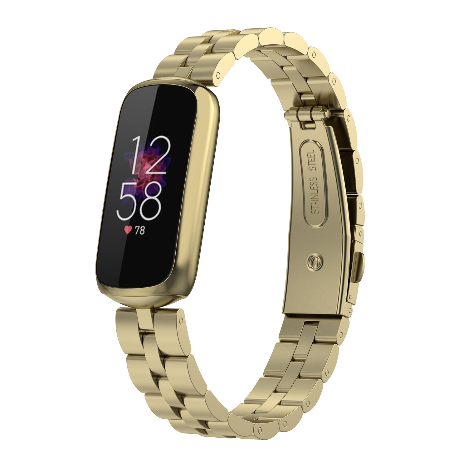 Urbånd i rustfrit stål 3 perler Nøjagtig skæreproces Udskiftningsarmbånd Armbånd til Fitbit Luxe Special Edition Urbånd i rustfrit stål 3 perler Nøjagtig skæreproces Udskiftningsarmbånd Armbånd til Fitbit Luxe Special Edition